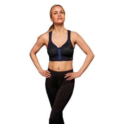 Brassière de sport femme zippée maintien fort Thuasne EAZ’IP EVOLUTION Noir