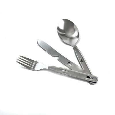 vaisselle de 3 couverts en inox randonnée