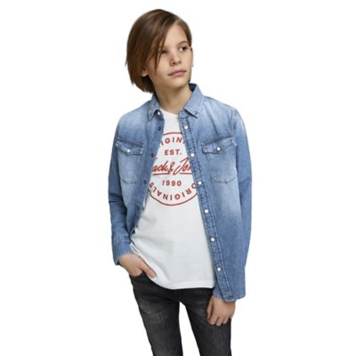 chemise à manches longues garçon jjewestern sheridan shirt l/s noos