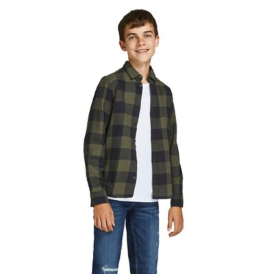 chemise à manches longues garçon jjegingham twill l/s es21