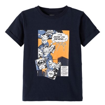 tee-shirt à manches courtes garçon nkmmarvel malte ss top box mar