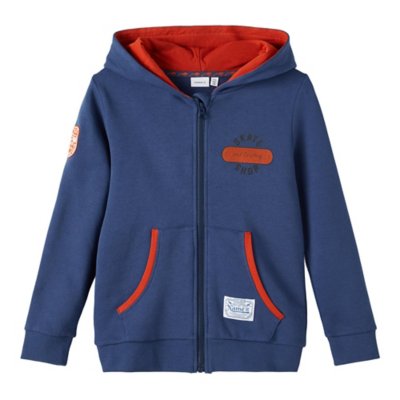 sweatshirt zippé à capuche garçon nkmlutser swe card w hood bru