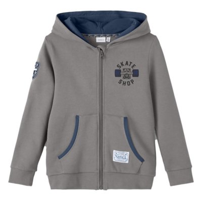 sweatshirt zippé à capuche garçon nkmlutser swe card w hood bru