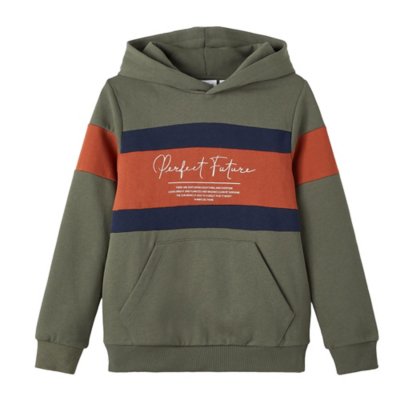 sweatshirt à capuche garçon nkmnallon ls wh bru