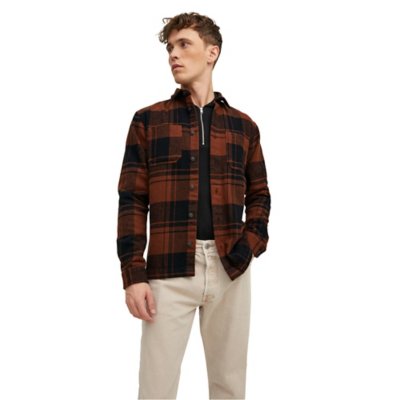 chemise à manches longues homme jjelogan check overshirt l/s sn