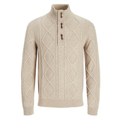 pull homme jprblujean cable knit high neck
