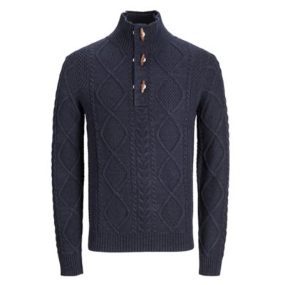 pull homme jprblujean cable knit high neck