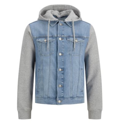 veste en jean homme jjijean jjjacket hood akm 076