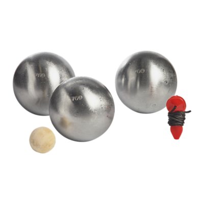 3 boules de pétanque triplette double chromage cochonnet et m