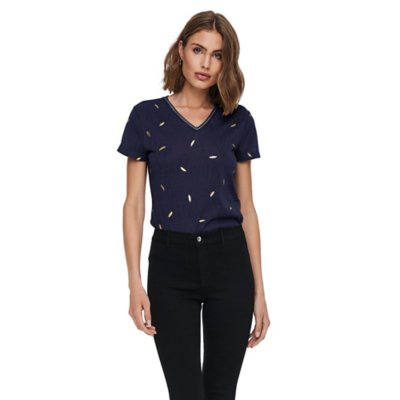 tee-shirt à manches courtes femme onlstephania v-neck foil