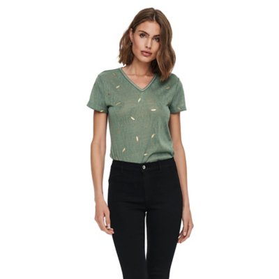 tee-shirt à manches courtes femme onlstephania v-neck foil