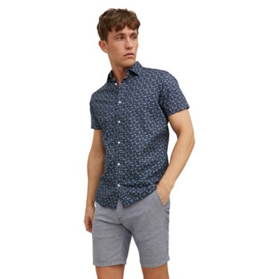 chemise à manches courtes homme jprblasummer linen print s/s