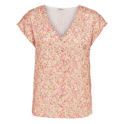 tee-shirt à manches courtes femme onlmandi s/s v-neck button top fr w