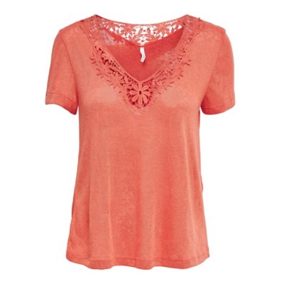 tee-shirt à manches courtes femme onldelphine v-neck lace