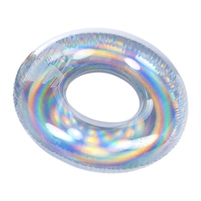 bouée gonflable bouee ronde iridescente argent 107cm