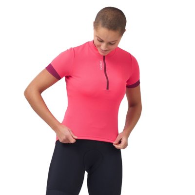 maillot de vélo à manches courtes femme stand-up collar s/s 1/2 zip essenti