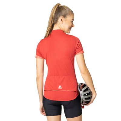 Maillot De Velo A Manches Courtes Femme STAND UP COLLAR S S 1 2 ZIP ESSENTI ODLO INTERSPORT
