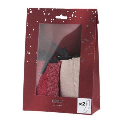 chaussettes femme onlnew tania 2-pack pr bow sock gift box