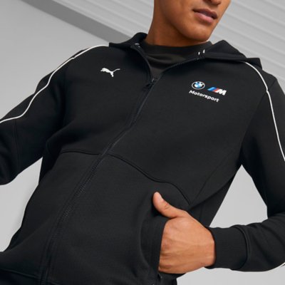 Sweat droit zippé molletonné capuche logo BMW Puma en noir pour