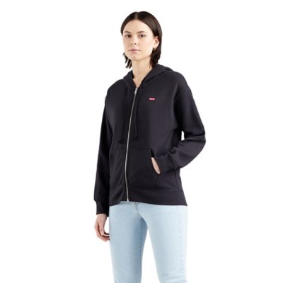 sweatshirt zippé à capuche femme caviar