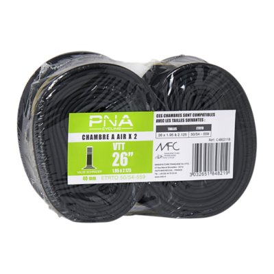 chambre à air valve schrader -lot 2 26x1,90-2,125 vs40
