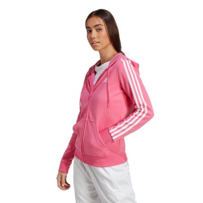 sweatshirt zippé à capuche femme essentials fleece 3-stripes full-zip